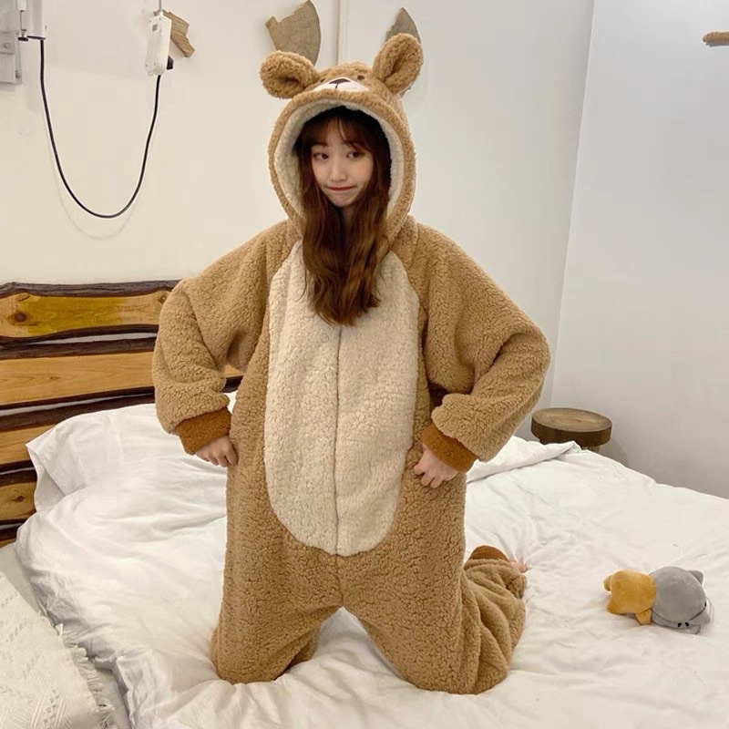 BỘ NGỦ LÔNG GẤU NÂU LIỀN THÂN 🦋BỘ MẶC NHÀ CUTE PHONG CÁCH HÀN QUỐC ULZZANG,NENEE
