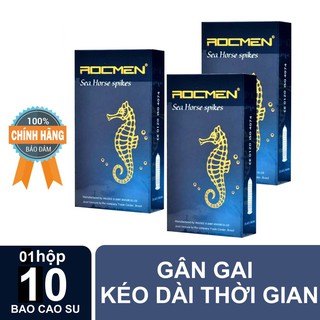 [CHÍNH HÃNG] Bao Cao Su Rocmen Cá ngựa Xanh - Sea Horse spikes (10bao/ hộp) Gai Li Ti Nhiều Gel Gây Kích Thích