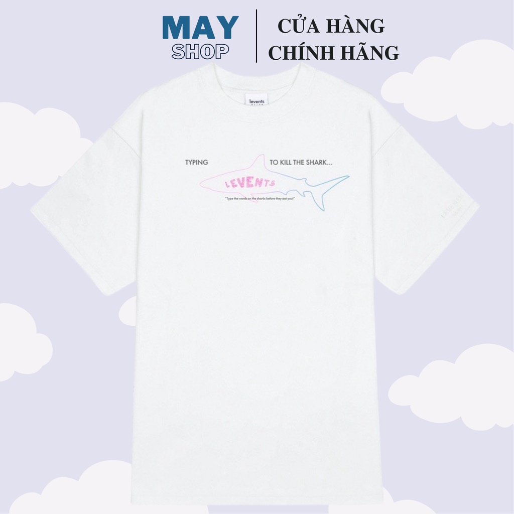 Áo Thun Tee LEVENTS Shark Cá Mập Nam Nữ Full Tag Form Rộng, Lvs Levent White Tay Lỡ Unisex MAY SHOP