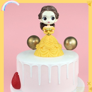 Trang trí bánh sinh nhật , trang trí bánh kem - Tượng công chúa váy vàng - công chúa Elsa