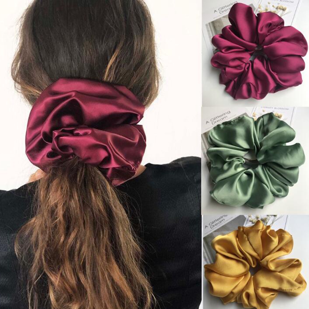 Dây buộc tóc cỡ siêu lớn bằng satin mềm mượt dành cho nữ