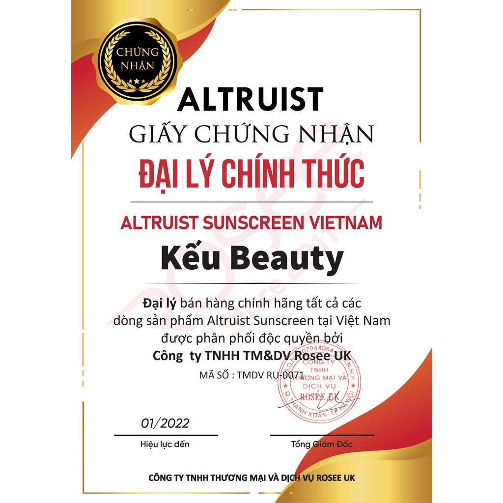 Kem Chống Nắng Altruist Dermatologist Sunscreen SPF30 200ml - Hàng UK Chính Hãng