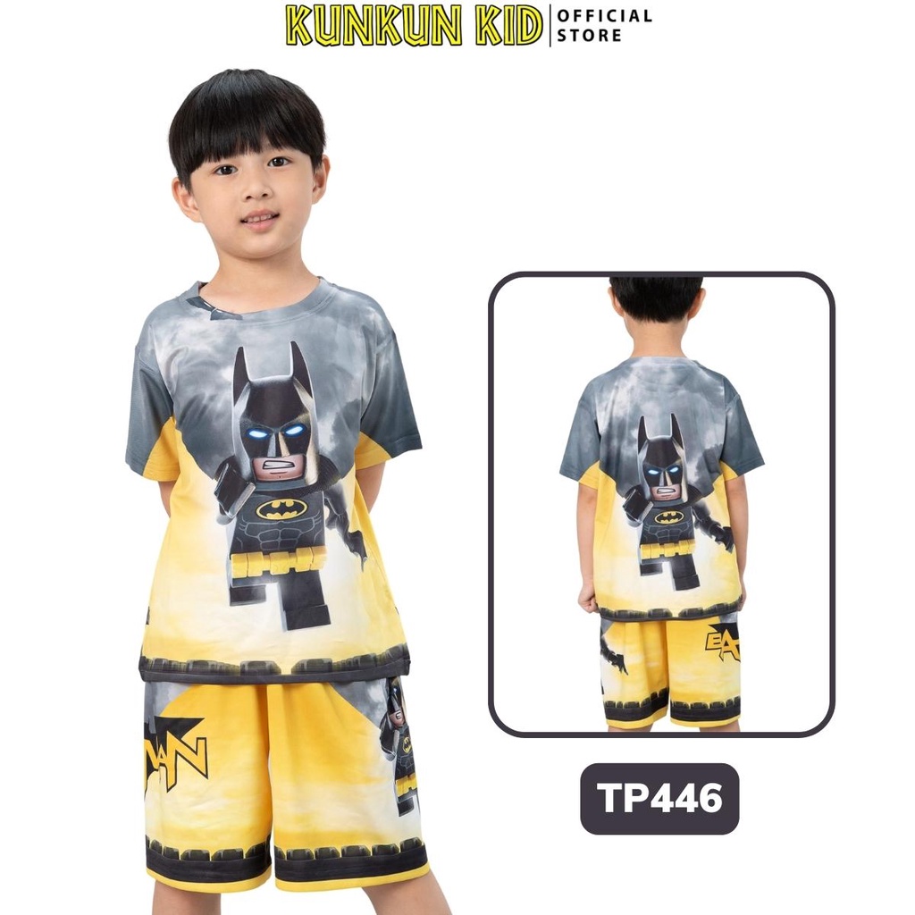 Quần áo bé trai hình người dơi batman cộc tay size đại từ 10-40kg Kunkun Kid TP446 thun lạnh thoáng mát