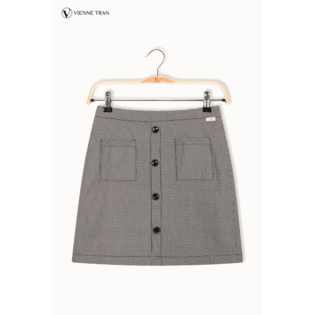 Chân váy A 2 túi ốp VIEN TRAN O62R20Q002 (Đen/ Đen trắng) | BigBuy360 - bigbuy360.vn