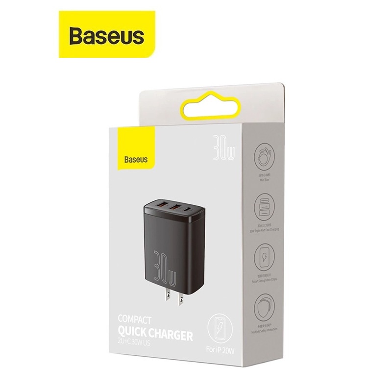 Củ sạc Baseus Comp.act sạc nhanh 30W chân US chất liệu cao cấp cổng Type-C/USB