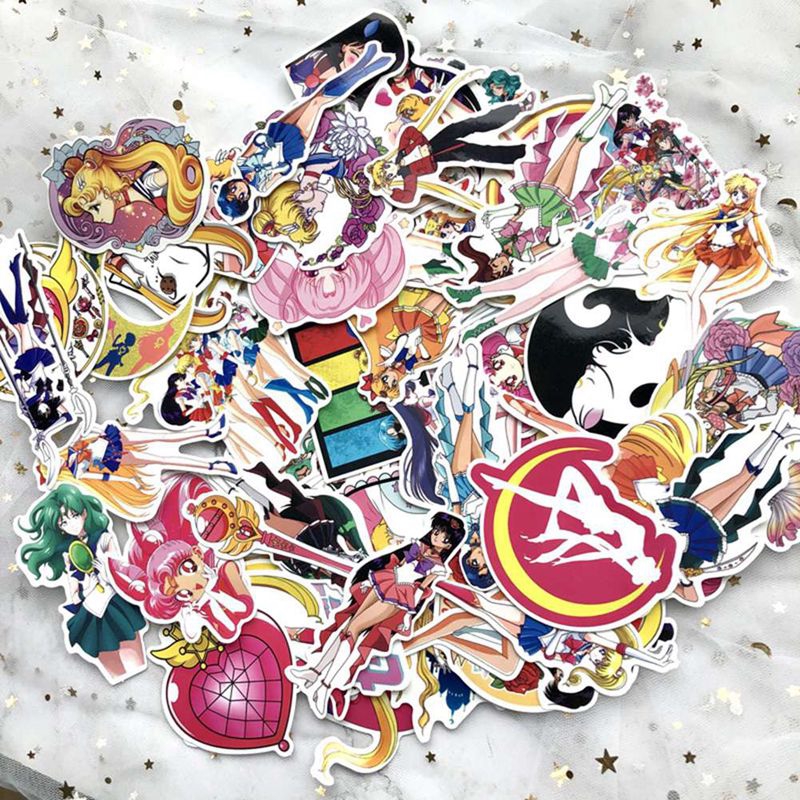 Sticker hoạt hình thủy thủ mặt trăng dán trang trí sinh động