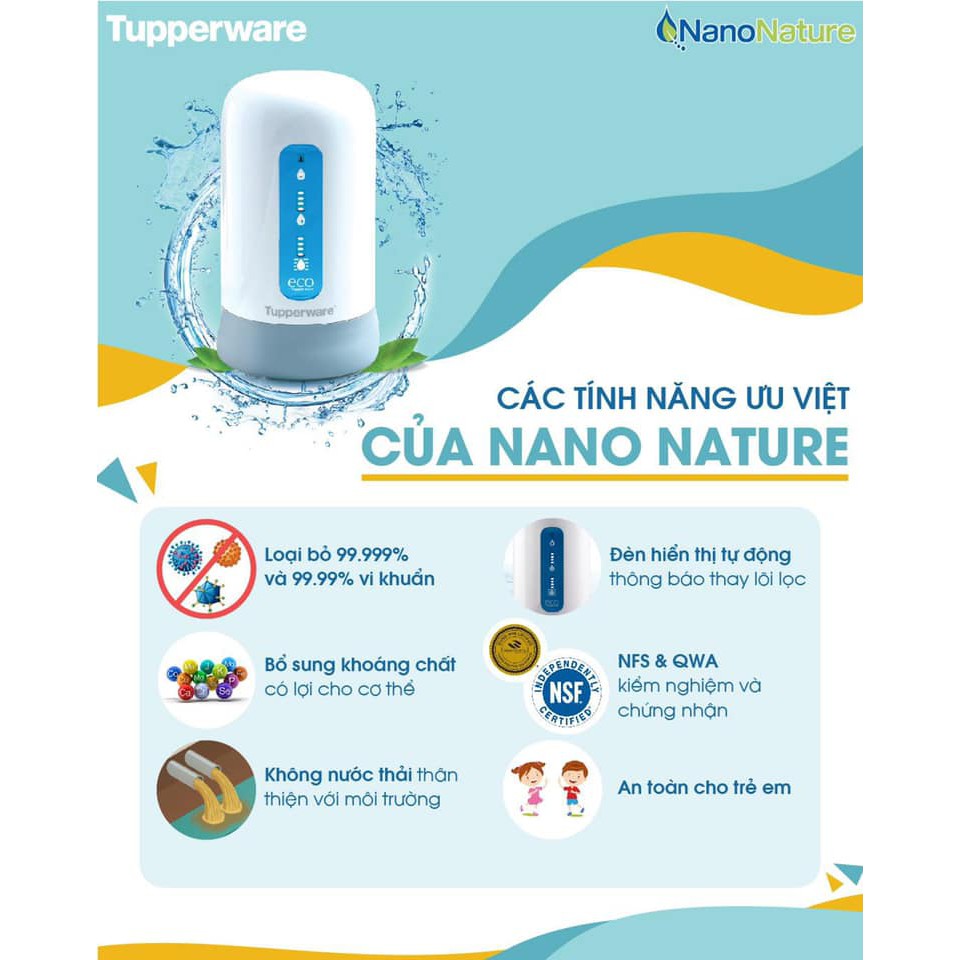 Máy Lọc Nước Tupperware Nano Nature Aqua -Không Sử Dụng Điện - Không Có Nước Thải - Bảo Hành 2 Năm