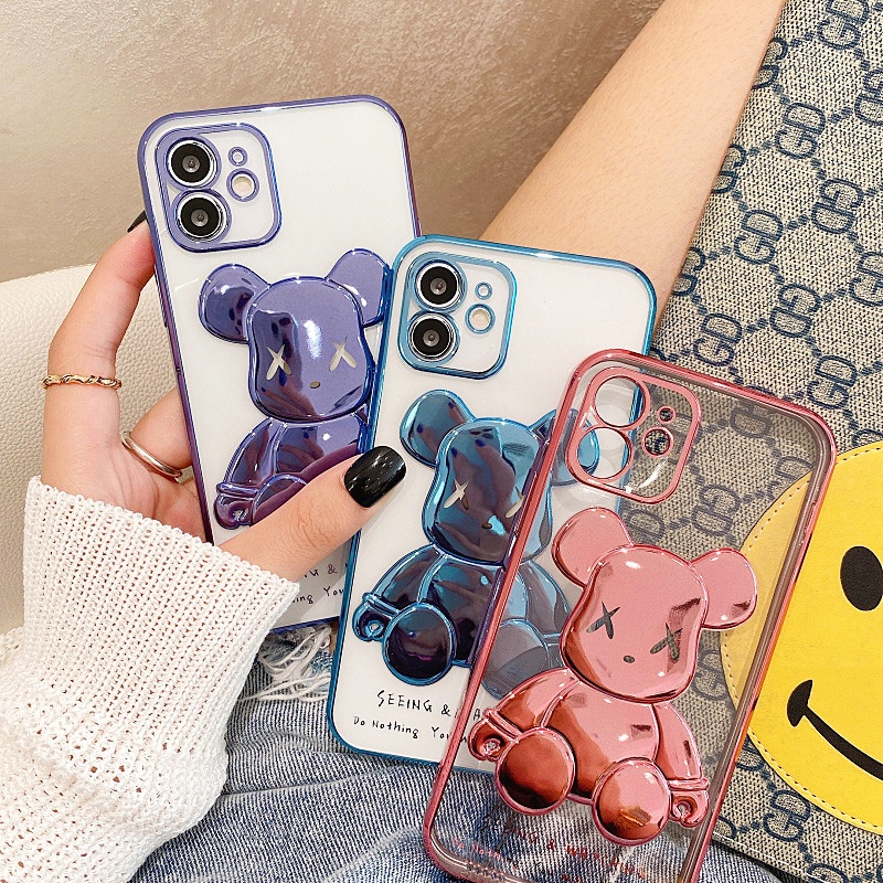Ốp Điện Thoại TPU Trong Suốt In Hình Gấu Hoạt Hình Cho IPhone 13 12 11 Pro Max XS Max XR X 8 7 Plus