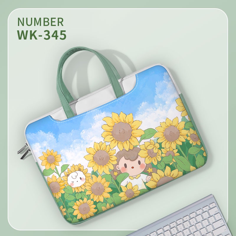 Túi máy tính xách tay dễ thương Tay cầm màu xanh lá cây Túi đựng 13-17 inch Túi xách Túi đựng máy tính xách tay Túi Messenger