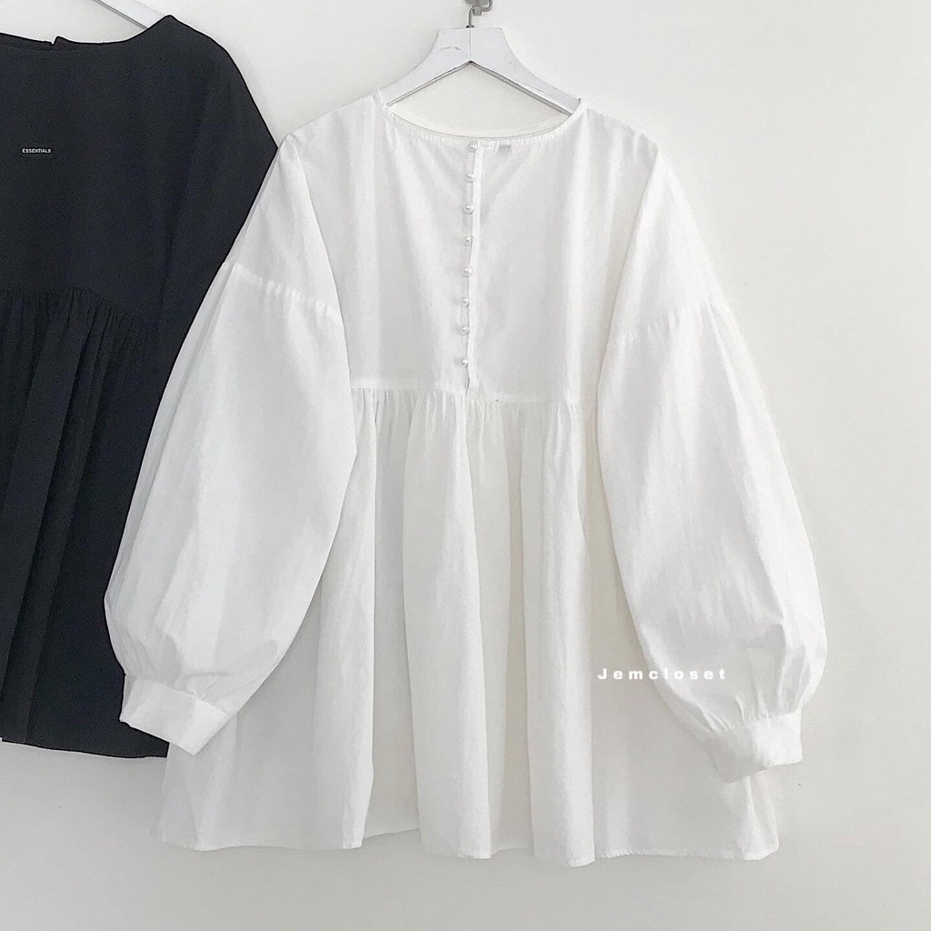 Áo Babydoll Nữ  JEMCLOSET Form Rộng Suzyn Vải Thô Hàn Quốc Mềm Mịn Phối Cùng Chân Váy Hoặc Quần Short Cực Xinh - 1925