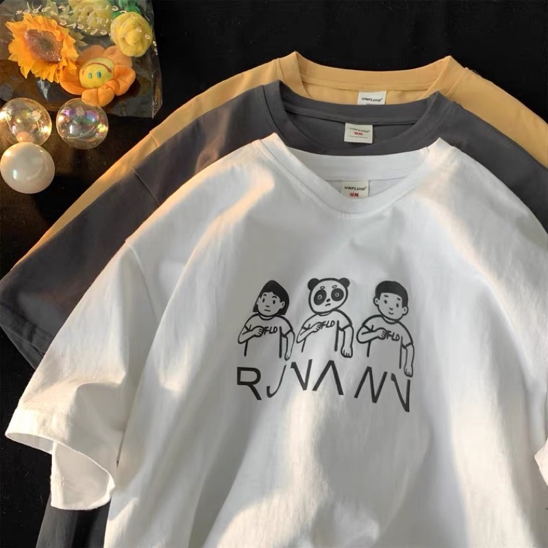 Áo thun tay lỡ nam nữ , áo phông unisex chất cotton form rộng in hình gấu trúc