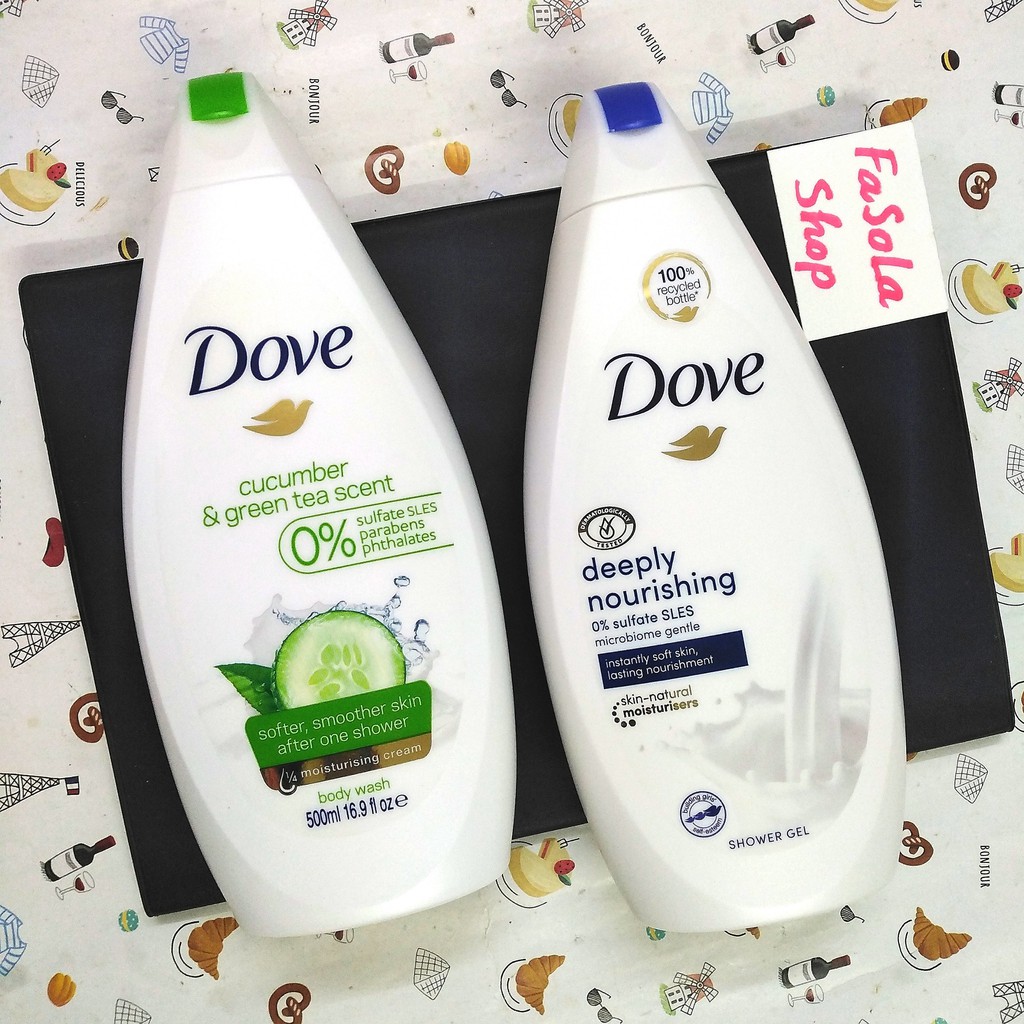 Sữa tắm dưỡng thể DOVE Đức/Hà Lan 500ml body wash nourishing dừa hoa sen nước gạo dưỡng ẩm trắng sáng hạnh nhân mềm mịn