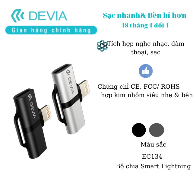 Bộ chia Devia cổng Lightning 1 thành 2 - hàng chính hàng