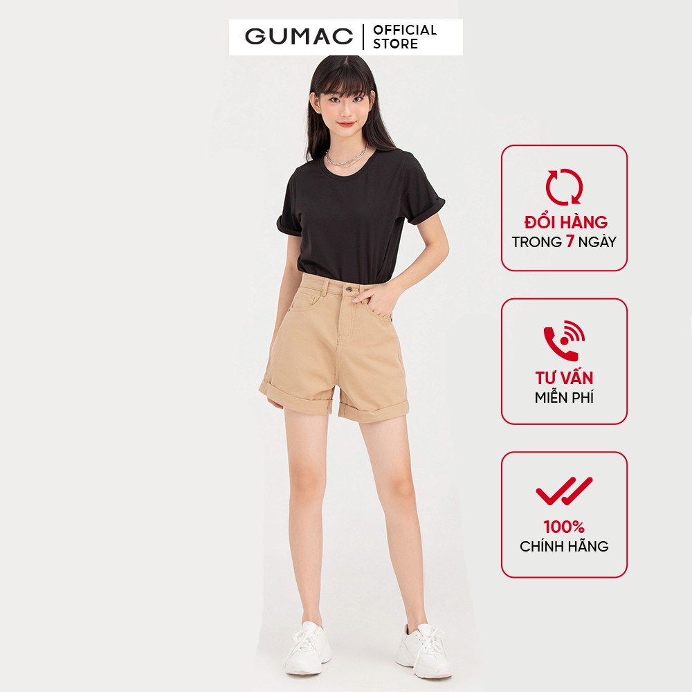 Áo thun nữ cổ tròn tay lật GUMAC ATB788 - HÀNG MỚI VỀ