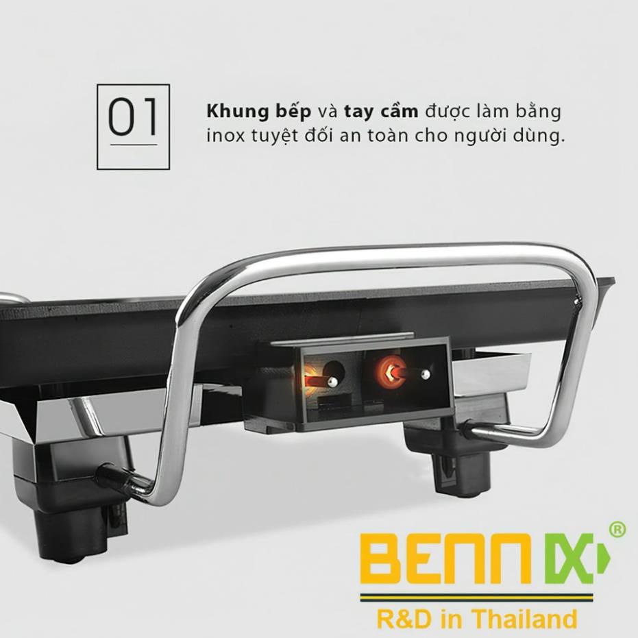 Bếp nướng điện Benix, Vỉ nướng điện không khói Bennix Thái Lan BN-11ELG 1500W Không tạo khói an toàn siêu ngon