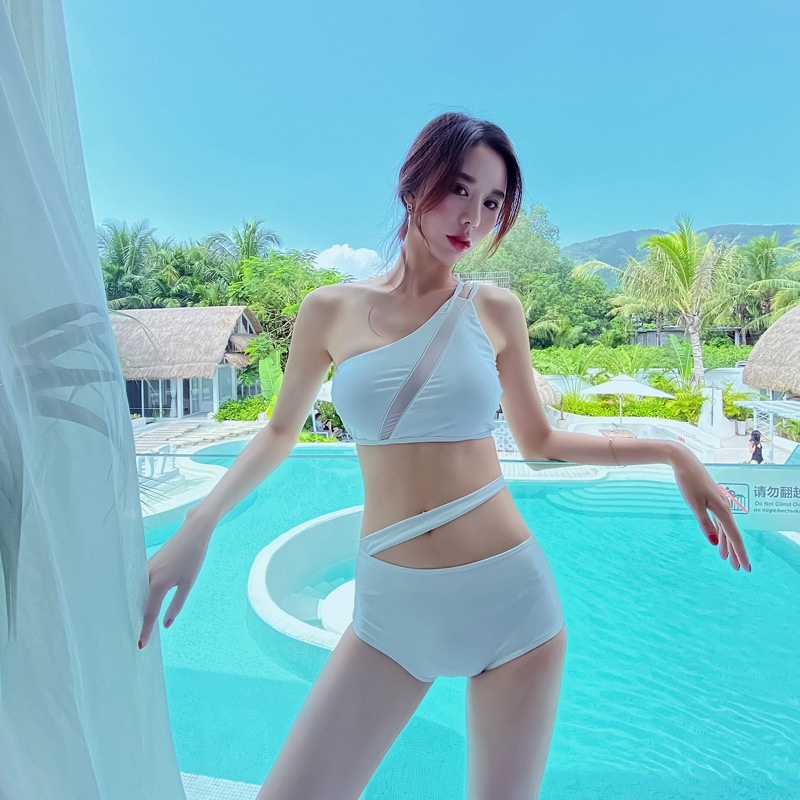 Bộ Đồ Bơi Một Mảnh Trễ Vai Màu Trơn Quyến Rũ Thời Trang Hàn Quốc