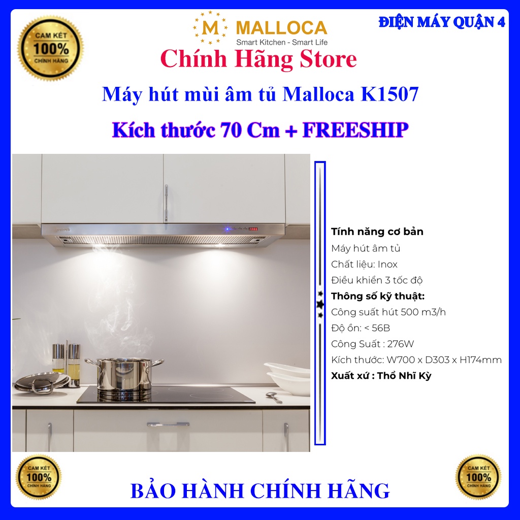 Máy hút mùi âm tủ Malloca K1507 - Hàng chính hãng