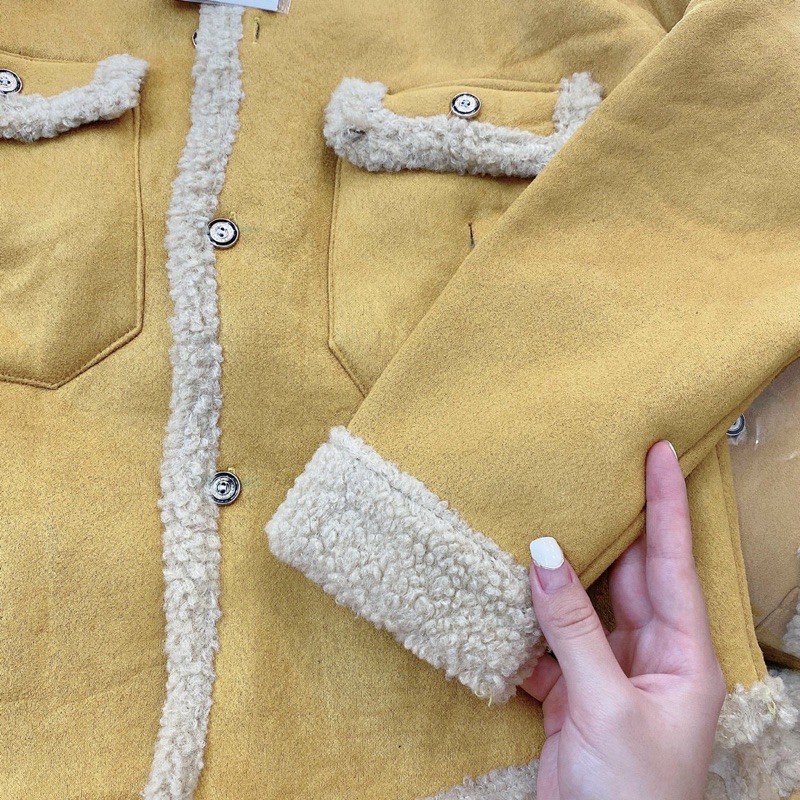 Áo khoác da lộn lót lông cừu