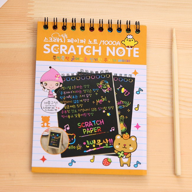 Sổ tay ma thuật Scratch Note nhiều sắc màu (10 tờ) (3 loại bé, vừa và to)