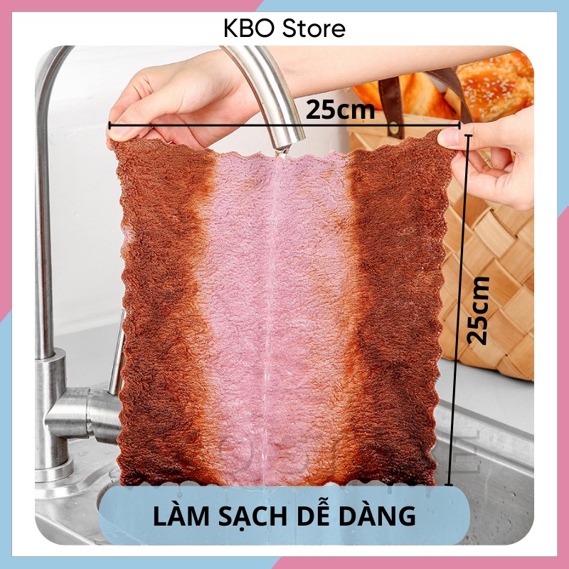 Khăn lau bếp đa năng siêu thấm 2 mặt dày dặn 25x25 cm lau bát đũa lau bàn ghế KBO Shop KBO025