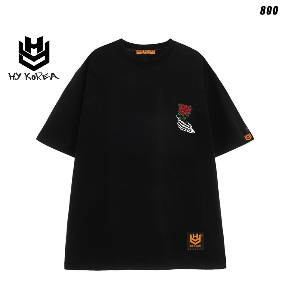 Áo thun nam nữ unisex form rộng tay lỡ Hoa hồng 800 HY KOREA