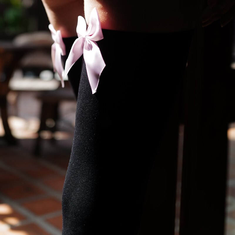 Sexy Womens Stockings Pink Bow Knee Socks Stay Up Thigh High Silk Stockings Hose Ladies Lolita Socks Stockings Lingerie Porno