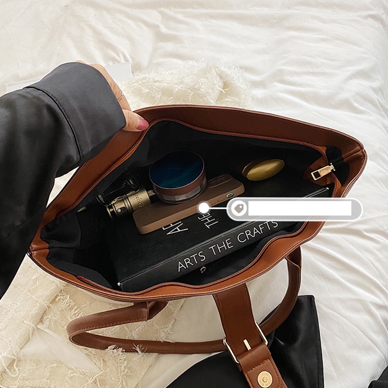 Túi Đeo Vai Bằng Vải canvas Cỡ Lớn Màu Nâu Thời Trang Cho Nữ