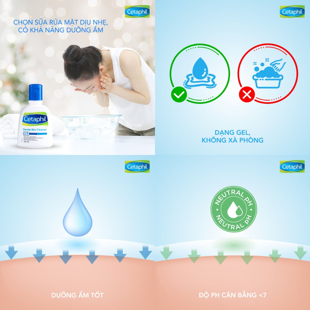 Sữa rửa mặt Cetaphil dưỡng ẩm dịu nhẹ MOON21 Gentle Skin Cleanser cho da nhạy cảm, sữa tắm gọi cho em bé