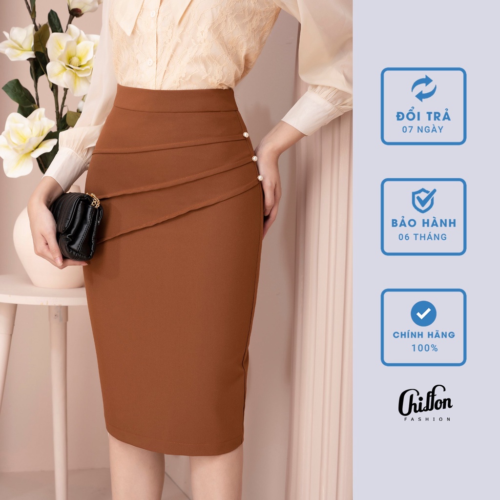 Chân váy bút chì công sở nữ đính ngọc thiết kế by Chiffon