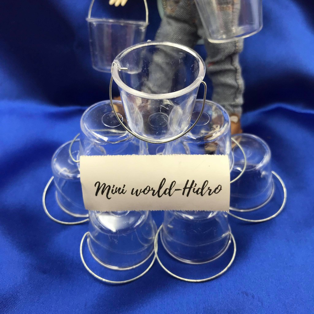 Xô nhựa mica mini tí hon dùng cho trang trí nhà búp bê Barbie, BJD tỉ lệ 1/8, 1/12 Dollhouse, miniature