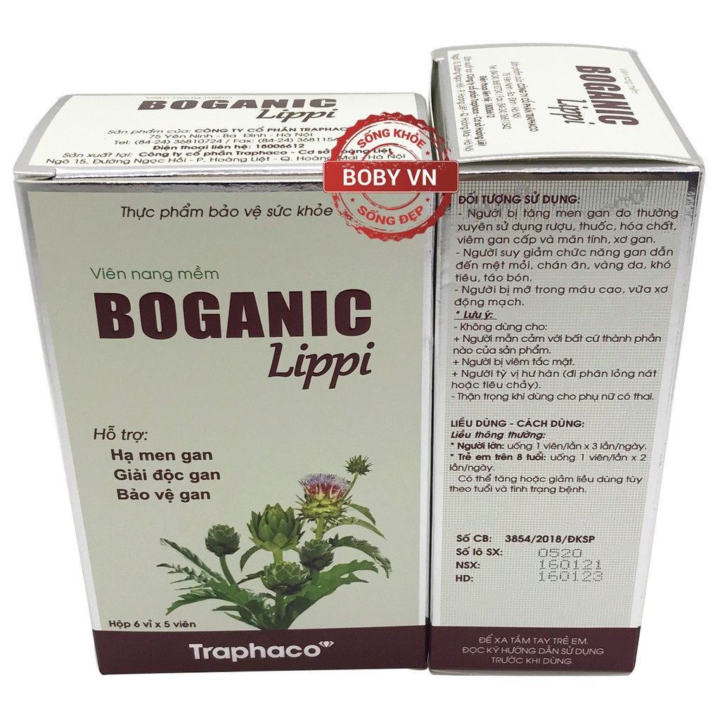 Boganic Lippi giải độc gan hỗ trợ hạ men gan (Hộp 6 vỉ x 5 viên)