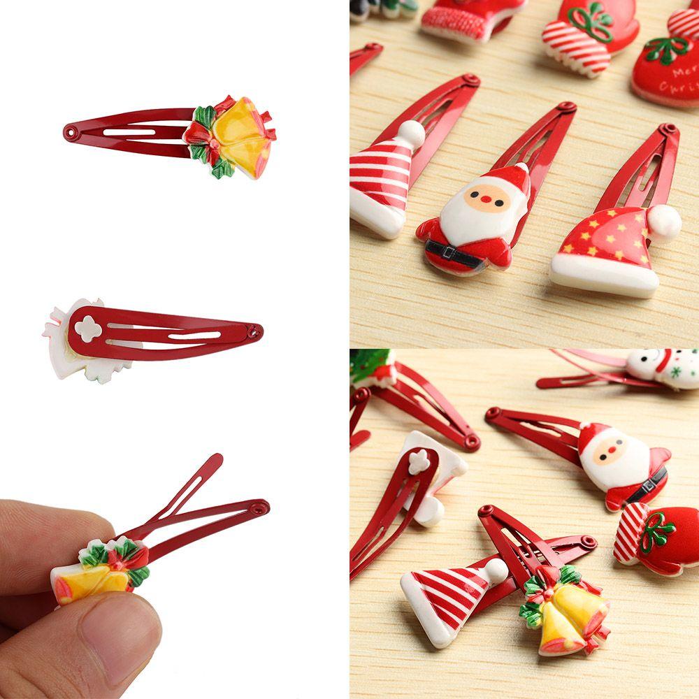 Bộ 10 Kẹp Tóc Hình Ông Già Noel Dễ Thương Màu Sắc Ngẫu Nhiên Cho Bé