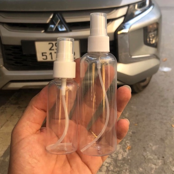 (100 - LỌ) CHAI NHỰA TRONG XUỐT + VÒI XỊT : 100ml 50ML 30ML