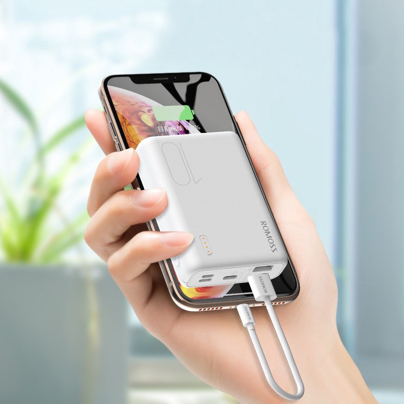 Pin dự phòng 10.000mAh ROMOSS SIMPLE (3 cổng Micro, Type-C, Lighting) Bảo hành Chính Hãng 12 Tháng 1 đổi 1