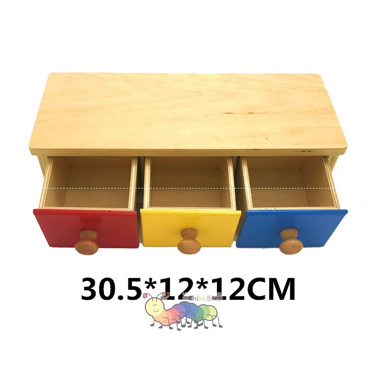 💖Giảm 10%💖  - Đồ Chơi Gỗ Hộp Màu 3 Ngăn - Giáo Cụ Montessori