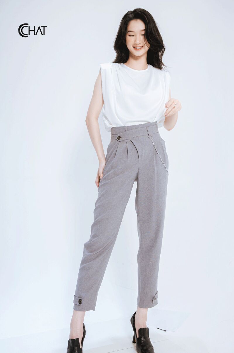 CCHAT Quần baggy cài lệch cá gấu