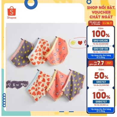 Combo 3 chip đùi bé gái hình ĐÔI BẠN, quần lót trẻ em phiên bản Hàn cực chất cho trẻ em gái từ 9 đến 50kg