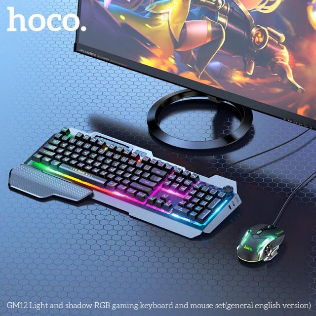 Combo bàn phím chuột Gaming Hoco GM12 Chơi Game Có Dây - Có Đèn Nền LED RGB Tùy Chỉnh Chế Độ Đèn - BẢO HÀNH CHÍNH HÃNG