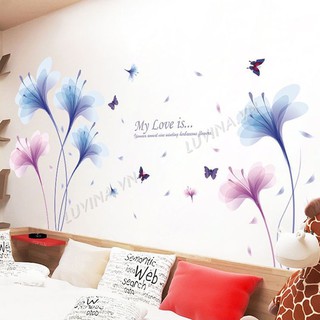 Decal dán tường Hàn Quốc- trang trí nhà cửa, văn phòng, quán cafe cửa hàng- Hoa phale xanh tím