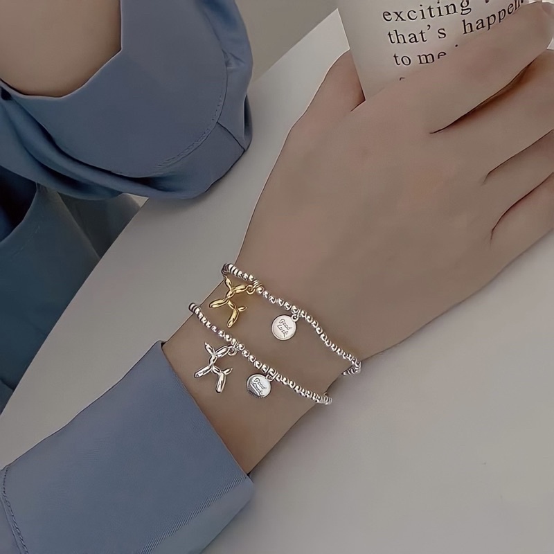 Vòng Lắc tay bi charm mạ bạc