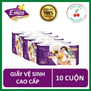☘Giấy Vệ Sinh E'Mos Premium Tím 2 Lớp (Lốc 10 Cuộn)