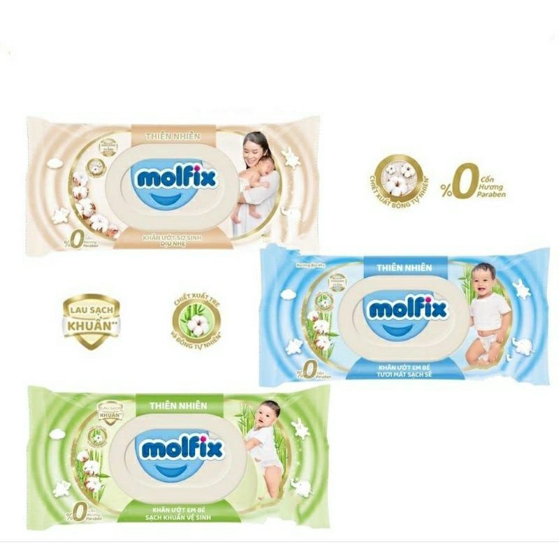 khăn giấy ướt em bé molfic thiên nhiên gói 30 tờ