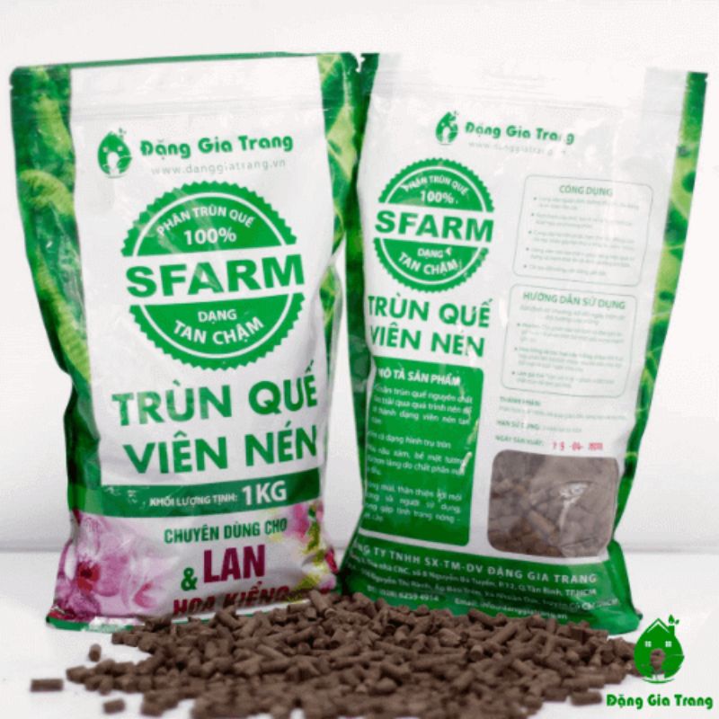 Phân trùn quế viên nén gói 1kg dành cho lan và cây trồng
