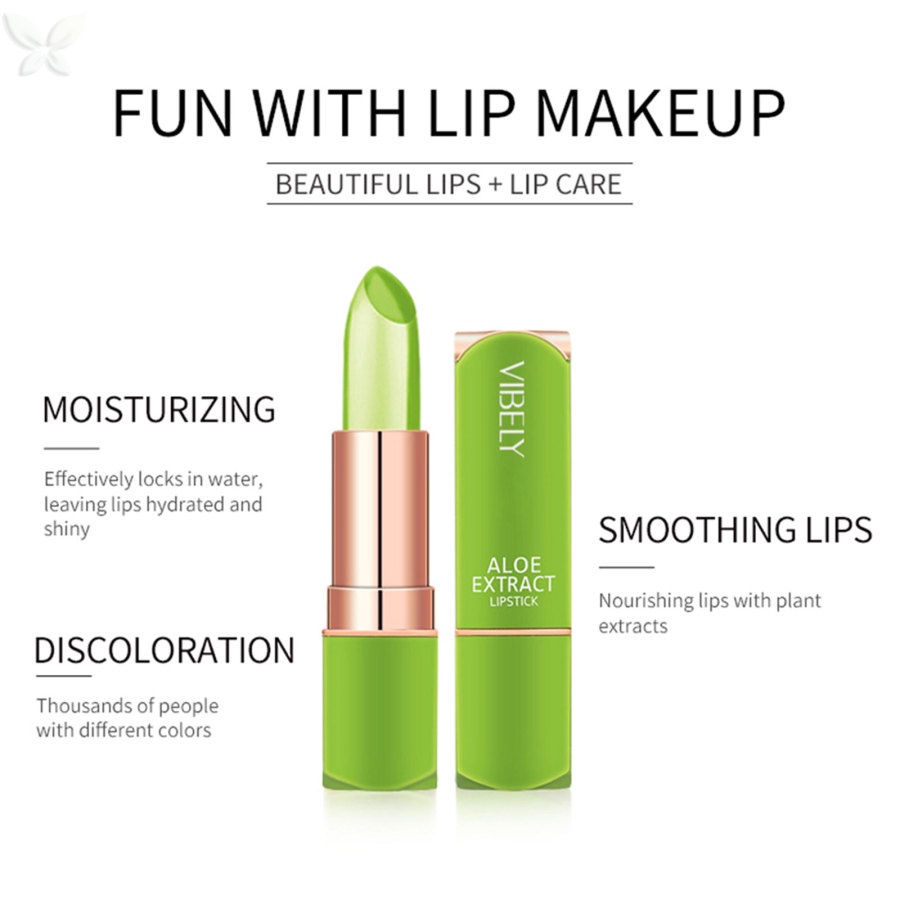 Son Môi Thạch Lô Hội Dưỡng Ẩm Lâu Trôi Chống Thấm Nước Thay Đổi Màu Sắc Theo Nhiệt Độ JMMZ VIBELY