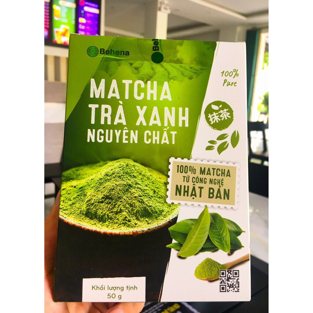 Bột Matcha Behena nguyên chất 100% giúp làn da mịn màng, giảm cân và phòng ngừa bệnh hiệu quả - Hộp 50g (HOA CƯỜNG SHOP)