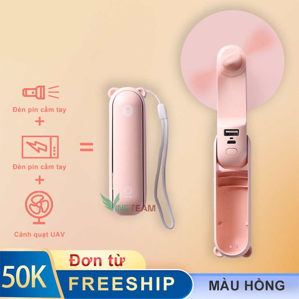 Quạt mini Quạt Cầm Tay Đa Năng 3 Trong 1 Quạt Kiêm Đèn Pin và Sạc Dự Phòng Có Thể Gấp Gọn Pin Cực Trâu 2000mAh -dc4036 | BigBuy360 - bigbuy360.vn