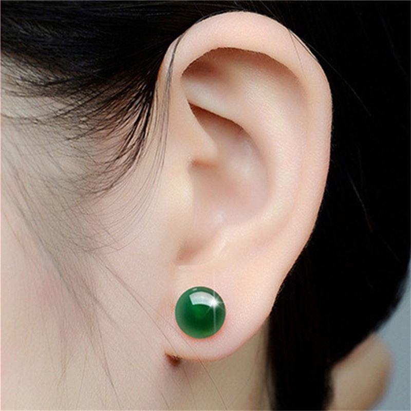 Bông tai xi mạ bạc đính đá mã não