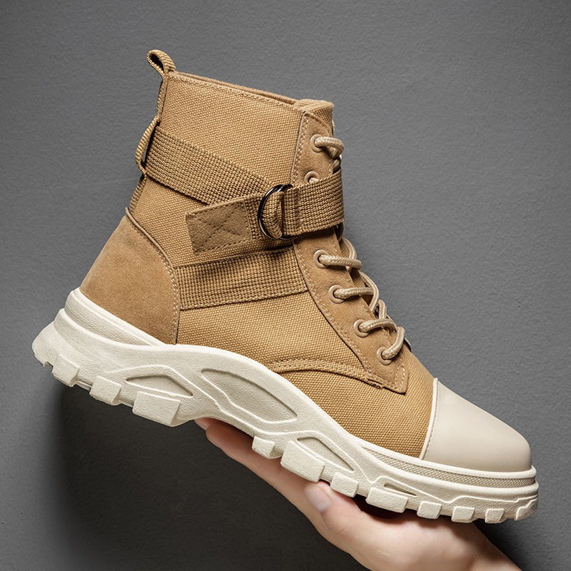 Giày cao cổ nam mùa thu hợp thời trang bốt thể thao vải Martin boots Hàn Quốc dụng cụ kết tất cả các loại bình thư | BigBuy360 - bigbuy360.vn