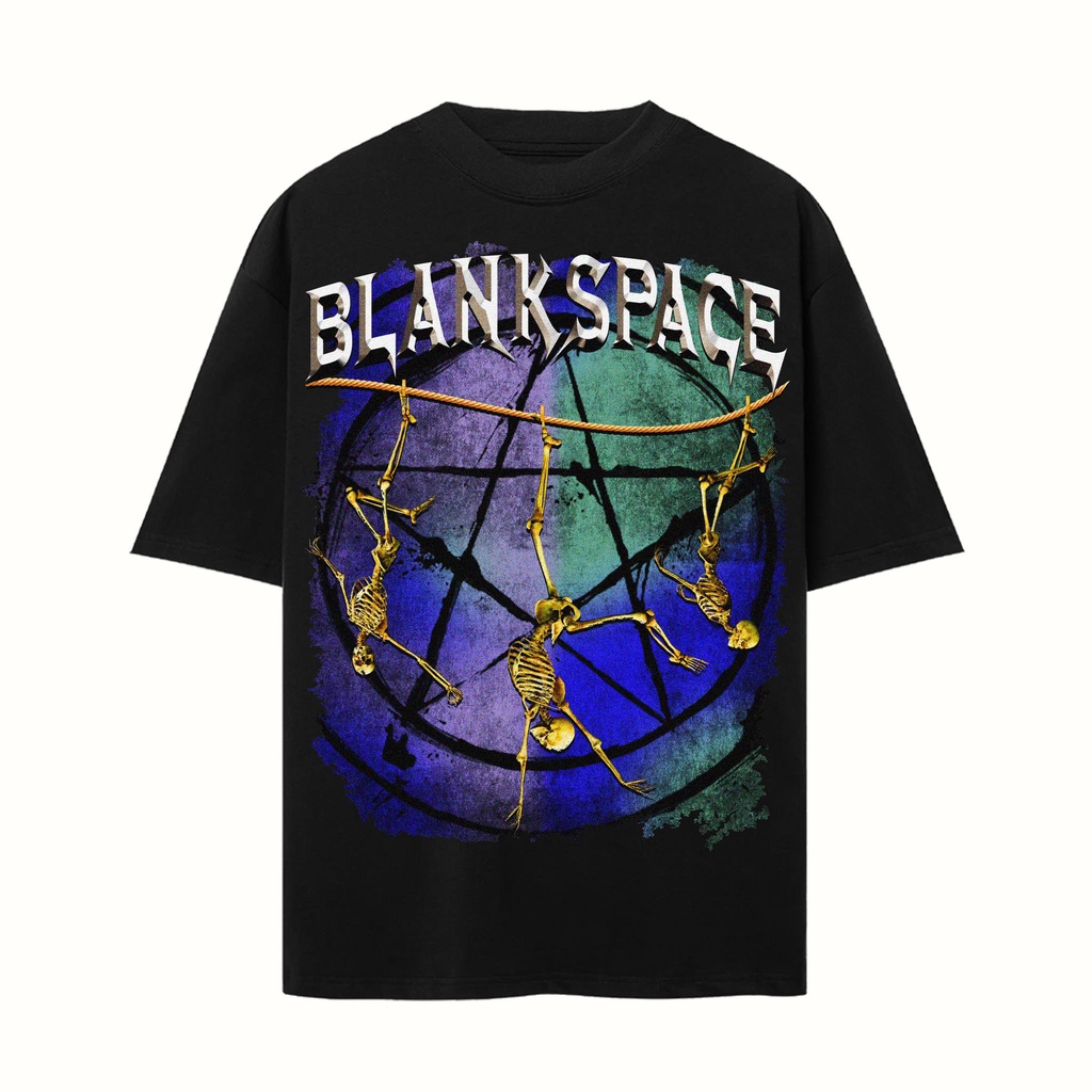 BLANK | Áo Thun MEGA Tay Lỡ Unisex - Đen/Trắng Cổ Tròn