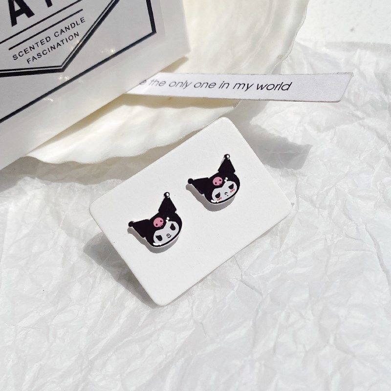 Cute Kuromi Little Devil Ear Clip Without Ear Holes Female Ins Fashion New Plastic Ear Studs Niche Design Sense